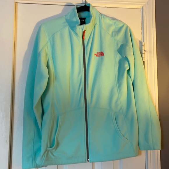 The North Face aqua green with orange full zip LG - Picture 3 of 10